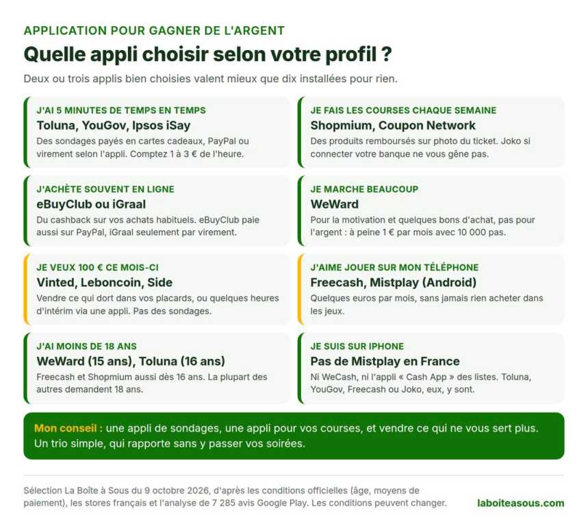 Quelle application pour gagner de l’argent choisir selon votre profil