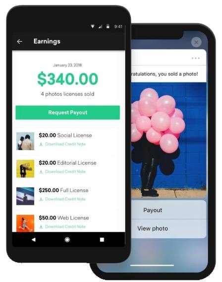 Ancienne appli EyeEm pour vendre ses photos, aujourd’hui fermée et remplacée par Magnific