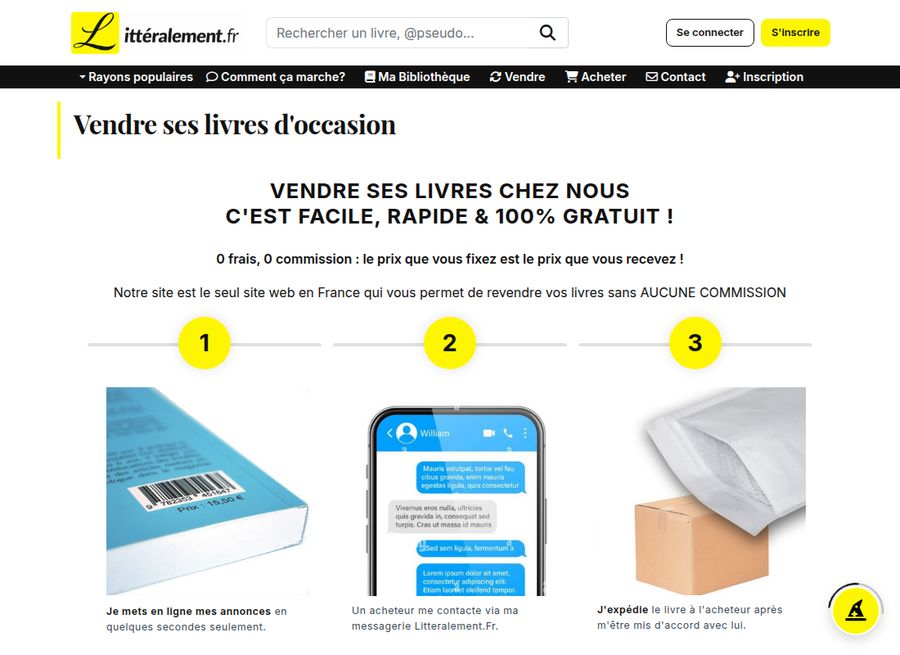 Le site vendre-livre.fr redirige en 2026 vers Littéralement.fr, un site de petites annonces de livres entre particuliers